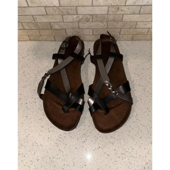 cliffs sandals black and metallic silver with braid 8.5 SH1 - Picture 2 of 4